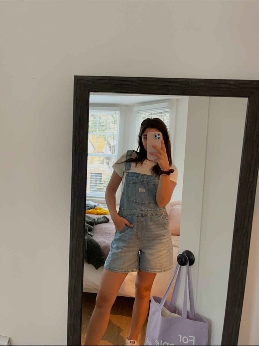 Levi’s Light Wash Denim Short Overalls
